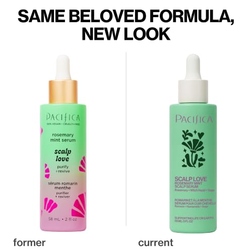 Pacifica Scalp Love Rosemary Mint Serum - Dry, Flaky, and Itchy Scalp Serum, Hydrating, Moisturizing, and Calming Treatment Formulated with Witch Hazel, Vegan and Cruelty-Free - 2 Fl Oz