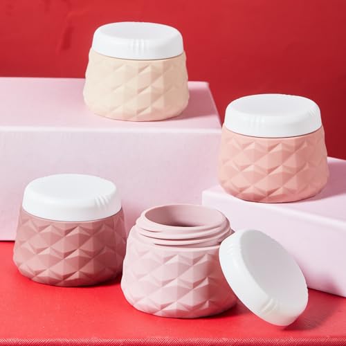 Silevoler Travel Size Containers for Toiletries, 1.7oz TSA Approved Travel Size Toiletries Silicone Cosmetic Cream Jars, Leak-Proof Refillable Containers W/Clear Bag (PINK, 3OZ) - color: PINK