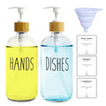 LOOCHICA 2 Pack Clear Glass Soap Dispenser with Plastic Pump, Transparent Dish and Hand Soap Dispenser Set, Refillable Reusable Apothecary Soap Pump Dispenser Bottles for Bathroom and Kitchen - color: A05-2 X Clear