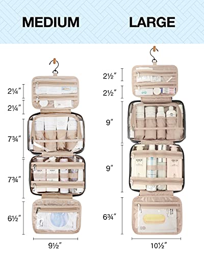 BAGSMART Toiletry Bag Hanging Travel Makeup Organizer with TSA Approved Transparent Cosmetic Bag Makeup Bag for Full Sized Toiletries, Large-Blck - color: Black, size: Large