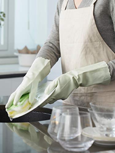 LANON wahoo Skin-Friendly Cleaning Gloves, Dishwashing Kitchen Gloves with Cotton Flocked Liner, Reusable, Non-Slip, Canary Green, Medium - color: Canary Green, size: Medium (Pack of 1)