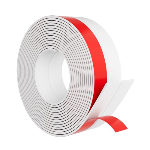 Elvone Weather Stripping Door Seal for Door Frames, 20 Ft x 1 in, White | Self-adhesive flexible silicone seal tape for door frame gaps and window gaps. block drafts, dust, and noise - color: White, size: 20ft (1" W x 3/64 "T)