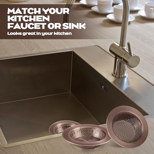 Retisee 2 Pcs Sink Strainer Stainless Steel Kitchen Sink Drain Strainer Basket Cover Mesh Hair Food Catcher, Large Wide Rim of 4.4 Diameter(Red Bronze) - color: Red Bronze
