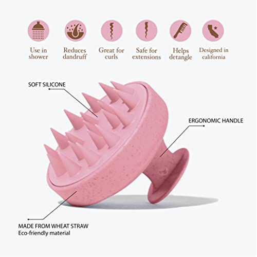Scalp Massager Hair Shampoo Brush Shower Scalp Scrubber l Hair Scalp Scrubber Head Massager for Stress Relax Hair Growth (Indie Pink) - color: Indie Pink
