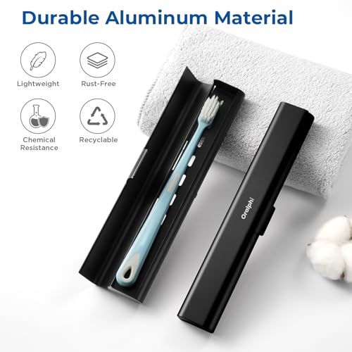 Aluminum Toothbrush Travel Case, Portable Travel Toothbrush Holder, Durable Manual Toothbrush Box Container for Traveling, Bathroom, Camping, Business Trip-Black - color: Black, size: 1 Pack (Standard)