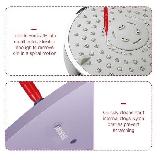 80pcs Shower Head & Nozzle Cleaning Tools, Including 30 Cleaning Brushes & 50 Shower Hole Brushes, Practical Unclogger Picks for Small Holes, Sink Gaps, and Showerhead Cleaner (Red, White)