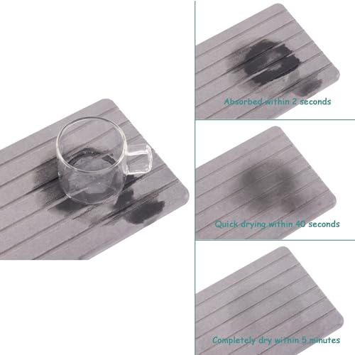 NiuYichee 2 PCS Water Absorbent diatomite Coasters, 8.3" x 4" Water Absorbing Stone Tray for Sink, Stone Drying mat for Kitchen Counter, Stone soap Tray Used for Hand Soaps & toiletries & Plants - color: Grey, size: 8.3 x 4 inches