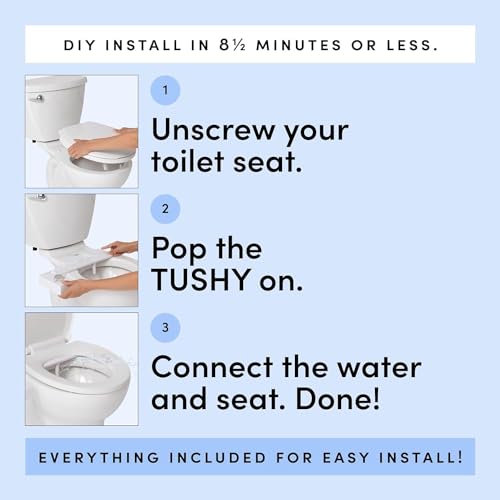 TUSHY Fresh Ultra-Slim Starter Bidet Attachment for Toilet | Non-Electric, Adjustable Water Pressure, Cool Water Rear Wash, Self-Cleaning | Fits Elongated & Round Toilets, Easy 10 Min Install, Silver - color: Silver Knob, style: Single Nozzle