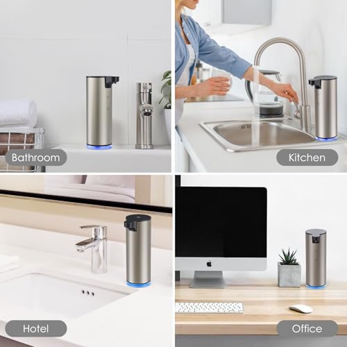 Automatic Soap Dispenser Foam Rechargeable: Touchless Soap Dispenser Stainless Steel with Sensor for Bathroom Kitchen - color: Silver2