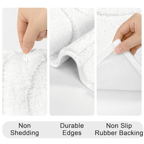 HEBE Bathroom Rugs Sets 5 Piece, Soft Absorbent Microfiber Bath Mat for Bathroom, Non Slip Washable Bath Rug Set with Toilet Cover, Bath Runner and U-Shaped Contour Toilet Rug, White - color: White, size: 18"x26"+20"x32"+20"x48"+U20"x24"+Cover19"x21"