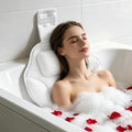 Extra Thick Petal-Shaped Bath Pillow for Head, Neck and Backrest, Extra Thick, Polyester, White, Anti-Slip Suction Cups, Washable, Luxury Spa Bathroom Accessories (Standard Store Size) - size: Standard store size