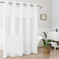 Mrs Awesome No Hook Shower Curtain with Snap-in Liner Less Time On/Off, Embossed Waffle-Look Textured Fabric Shower Curtain for Bathroom Hotel Style, Washable, Soft & Lightweight, 71x74, White - color: White, size: 71"W x 74"L (Pack of 1)