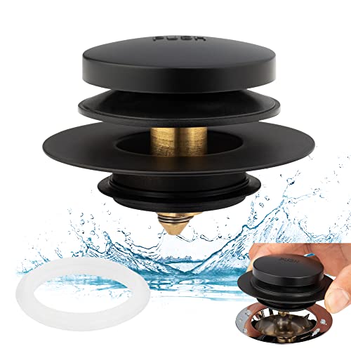 Artiwell Universal Tip Toe Bath Drain Stopper and Cover, Bathtub Drain Stopper, Replaces Lift and Turn, Tip-Toe and Trip Lever drains for Tub, EZ Installation and Clearing (MATT Black) - color: Matt Black