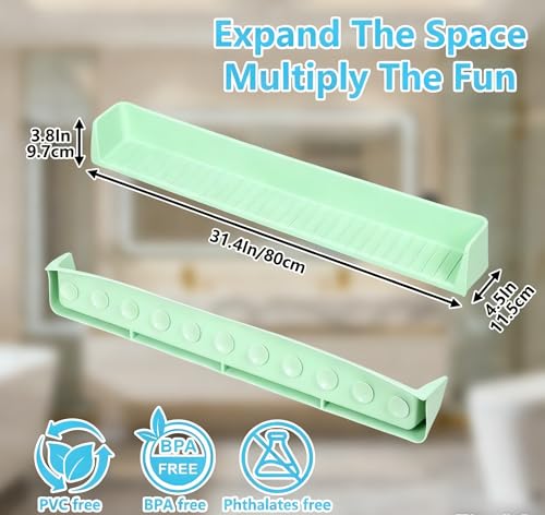 Bathtub Splash Guard for Kids, 2-in-1 Bath Toy Organizer Tub Shelf - color: Green