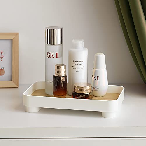 MRPAPA Bathroom Trays, White Vanity Tray, Countertop Tray Makeup Organizers Tray, Skincare Organzing Tray for for Perfume,Cosmetic, Bathroom, Kitchen (White -Rectangle -1pcs)