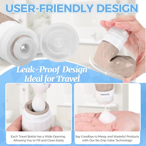 16Pack Travel Bottles for Toiletries, TSA Approved Travel Size Toiletries Containers Set, Silicone Leak Proof Refillable Bottles Elastic Sleeves Creams Jars Accessories Kit W/Clear Bag (Cream) - color: Cream