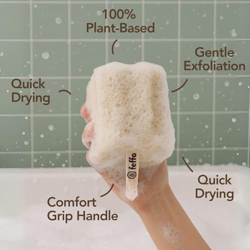 Loofah Sponge for Body Scrub, Exfoliating Body Scrubber & Loofah with Handle, Exfoliating Pads, Loofah for Women, Men & Kids (2 Count,1 Pack, Natural Cut) - color: Natural
