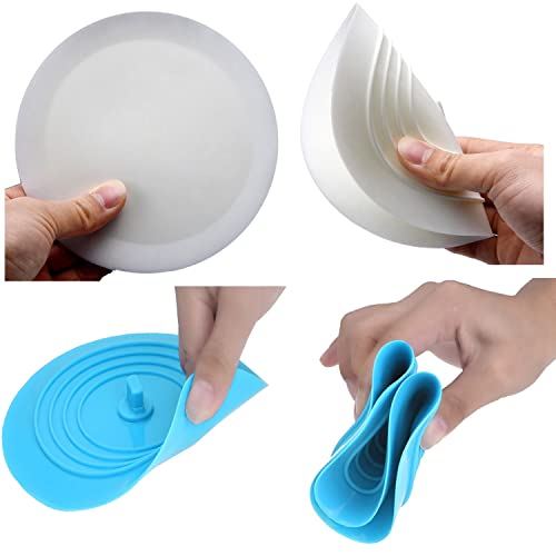 V-TOP Tub Stopper 2 Pack, 6 inches Large Silicone Drain Plug Hair Stopper Flat Suction Cover for Kitchen Bathroom and Laundry - color: 6" White&blue
