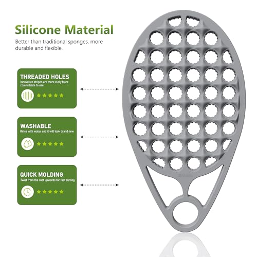 KOUPA Silicone Afro Twist Brush with Pick Comb - Easy Clean Dual-Sided Design with Textured Holes for Defined Afro Curls, Suitable for Coily Hair Men & Women, Grey - color: Gray