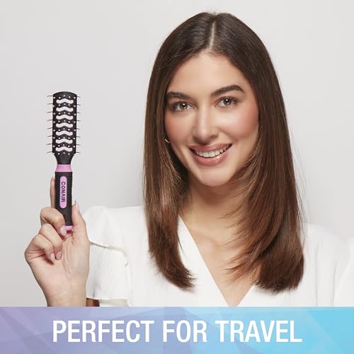 Conair Salon Results Vent Hairbrush Set - Detangling Hair brush - suitable for men and women - features Travel + Full-size - Pink/Black - color: Blush Pink, size: 2 Count
