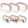 AURUZA 6 Pack Travel Toiletry Bag, Clear Makeup Bag, TSA Approved Cosmetic Bag with Zipper, Clear Organizer Carry on Bag for Women, PVC Cosmetic Pouch (Rose Pink, 6 Packs) - color: Rose Pink