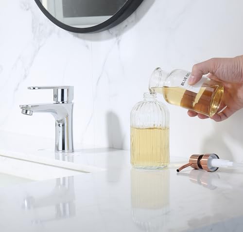 Copper Glass Bathroom Soap Dispenser with Metal Pump,Vintage Dish Soap Dispenser for Kitchen, Used for Lotionor Home,Bathroom,Countertop, Hotel,2 Packs - color: Copper+clear, size: 2-Pack