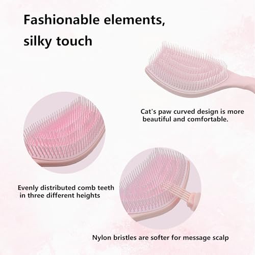 Hair Brush Set, Professional Styling Tools with Combs and Accessories, Pink, Gift Box Included (Pink Brush+Black Brush) - color: Pink Brush+Black Brush