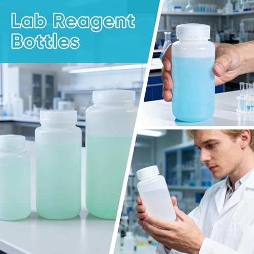 DEMORA 16 oz Plastic Bottles with Lids, Airtight Refillable Wide Mouth Travel Bottles for Toiletries, HDPE Food Grade Plastic Containers for Liquids Pill Water Sample Lab Reagent (Translucent, 2 Pcs) - color: Translucent, size: 16-oz
