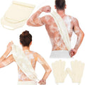 Anezus Exfoliating Back Scrubber Bath Gloves Set, Exfoliating Shower Towel with Shower Gloves for Body Scrub, Back Cleaner Wash Gloves to Remove Dead Skin (Beige) - color: Beige