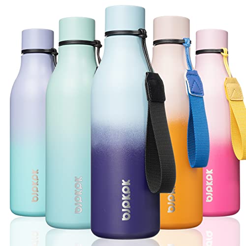 BJPKPK Insulated Water Bottles, 18 oz Stainless Steel Metal Water Bottle with Strap, BPA Free Leak Proof Jugs, Mugs, Flasks, Reusable Thermal Flasks for Sports & Travel, Ocean Dream - color: Ocean Dream, size: 18 Ounces, style: 18oz