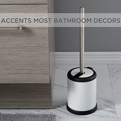 Bath Bliss Toilet Brush and Holder | Self Closing Lid | 360 Degree Brush Head | Bathroom Cleaning | Compact Size | Storage and Organization | White (Pack of 2) - color: White, size: 2 Pack