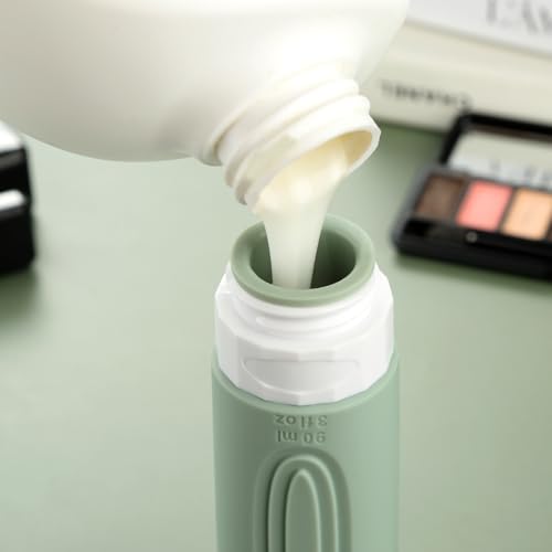 Mrsdry Travel Bottles for Toiletries, Tsa Approved 3oz Travel Size Containers BPA Free Leak Proof Refillable Liquid Silicone Squeezable Travel Accessories for Shampoo Conditioner Lotion (4 Pack)… - color: Mint-Grey