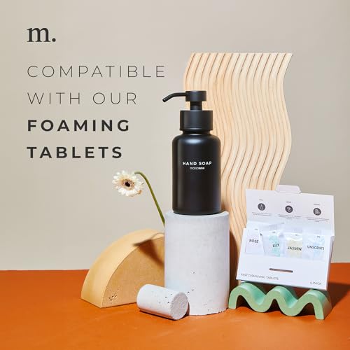 MaisoNovo Glass Foaming Hand Soap Dispenser 14 Oz | Black Foaming Soap Dispenser Black Pump x 1 w/Labels - color: Single Black Bottle With Black Pump
