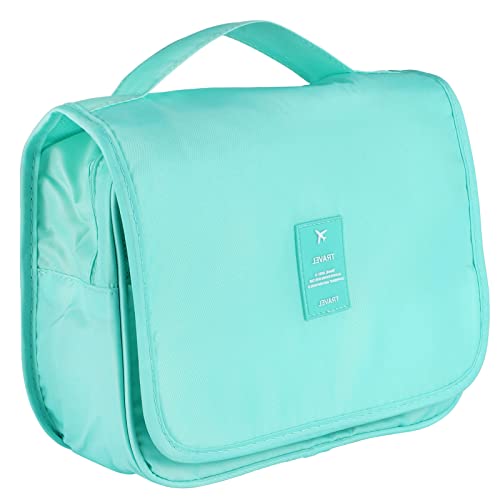 Pengxiaomei Hanging Toiletry Bag, Mint Green Waterproof Cosmetic Bag Portable Makeup Pouch Travel Wash Bag with Handle for Woman Teen Girl Wedding Bridal Gift Party - color: Turquoise