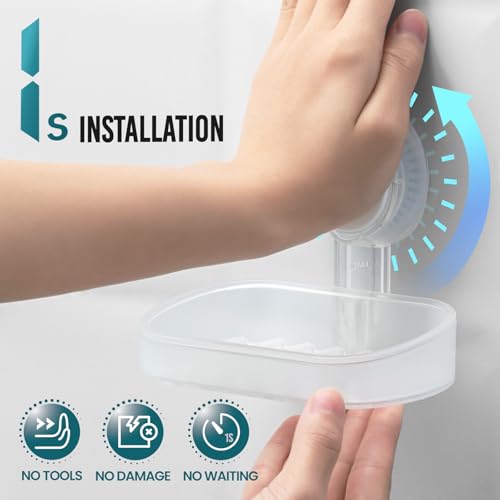 TAILI Soap Holder Soap Dish for Shower, Suction Cup Soap Holder for Shower Wall, Bathroom Accessories, Removable Strong Hold Soap Saver, Drill Free, Clear - color: Clear, size: 1 Tier