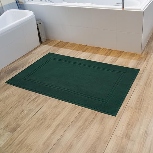 Tens Towels Pack of 2 Bath Mats 100% Cotton, 20 x 32 Inches, Super Absorbent, Hotel Quality Premium Floor Towels, Luxurious, Soft & Quick Dry, Not a Bathroom Rug (Hunter Green) - color: Hunter Green
