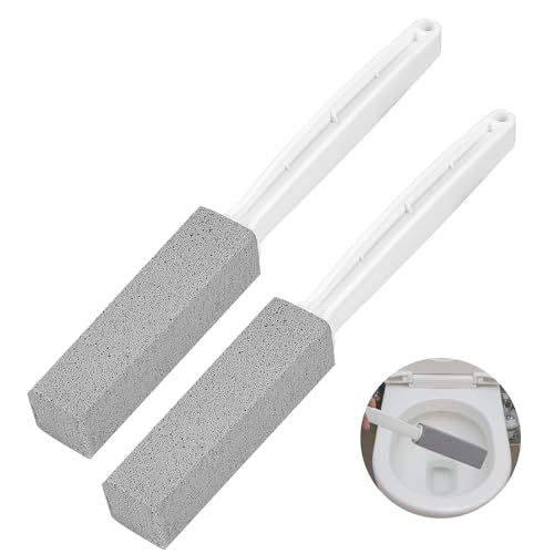 Herda 2 Packs Toilet Pumice Stone with Long Handle, Pumice Stick Removes Hard Water Ring, Calcium Deposits, Rust Buildup, pumice stone for Cleaning Stove, Bathtub, Grill, Swimming Pool, Sink - size: 2 Count (Pack of 1)
