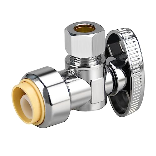 Angle Stop Valve, 1/2" PTC Input, 3/8" OD Compression Output | for Kitchen, Faucet, Toilet Valves - size: 1×Angle