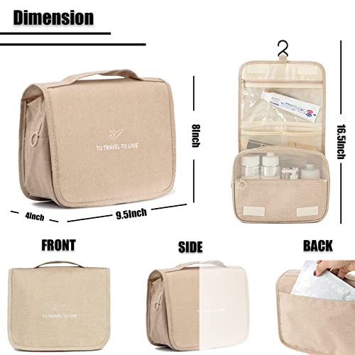 L&FY Multifunction Portable Travel Toiletry Bag Cosmetic Makeup Pouch Toiletry Case Wash Organizer (Canvas Beige) - color: Canvas Beige, size: Compact Size