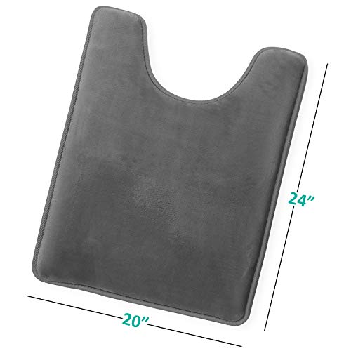 Clara Clark Bathroom Rugs, Velvet Memory Foam Bath Mat, Non-Slip, Machine Washable Bath Rugs - Dries Quickly, Ultra Soft Plush Bath Mats for Bathroom, 20 x 24, Grey - color: Dark Grey, style: Contour