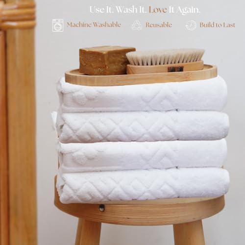 100% Turkish Cotton Bathroom Floor Towel, 4 Pack, Soft Bath Mat Towel, Quick-Drying, Machine Washable, Absorbent, Hotel & Spa Quality, 20x27.5 (4, White) - color: White, size: 4Pack
