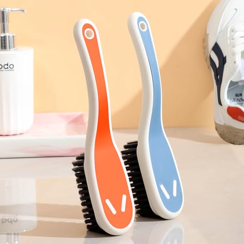 Soft Bristle Scrub Cleaning Brush Stain Remover Brush Fabric Cleaning Brush Laundry Brush Small Scrub Brush Cleaner Household Cleaning Brushes for Carpet, Clothes, Bathroom,Sneaker-2 Pack (Orange) - color: Orange