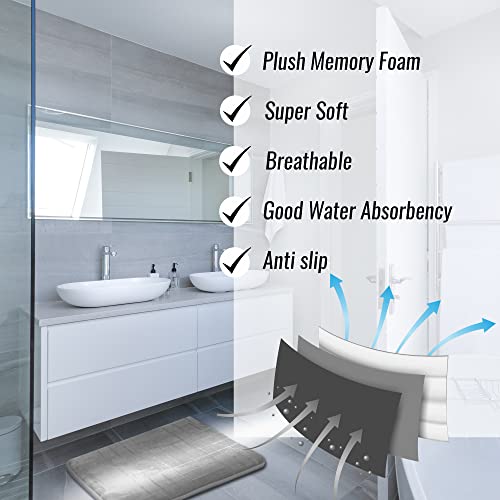 5 Piece Bathroom Rugs Set - Soft Non Slip Memory Foam Large Mats - Perfect Combination of Luxury and Comfort (Gray/Line, 5 Piece Set) - color: Gray /Line
