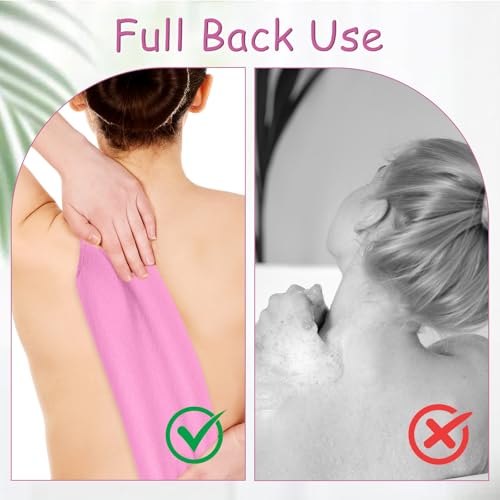 2 Pcs Exfoliating Back Scrubber with Handles,Nylon Back Scrubber Back Wash Cloth Exfoliating Shower Towel Stretchable Back Washer for Shower for Women Men Back Cleans Skin Massages(Pink,Green) - color: Blue,purple