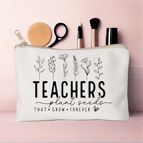 Helping Little Minds Grow Makeup Bag, Best Teacher Gift, Teacher Appreciation Gift, Teachers Plant Seeds That Grow Forever, Favorite Teacher Cosmetic Bag, Teach Love Inspire Pouch Bag - color: Teachers