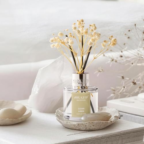 Airkeep Reed Diffuser Set,1.69 fl oz (50 ml) - Clean Linen Oil Diffusers with 8 Reed Sticks,Home Fragrance Reed Diffuser for Bathroom Shelf Decor - size: Real Flower/1.69Ounce/1pack