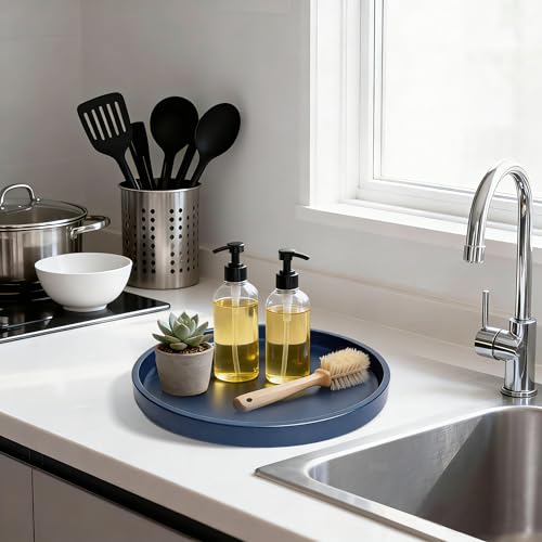 1 Pack 10" Bathroom and Vanity Tray, ABS Bathroom Counter Organizer, Coffee Table Decor for Perfume, Candles, Keys &More. Kitchen Countertop Organizer, Decorative Tray Soap Holder, Blue - color: Blue, size: 10"