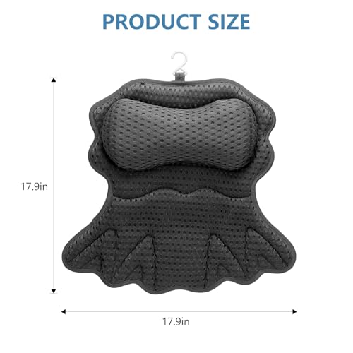 SetSail Bath Pillow, Relaxing Bath Pillows for Tub Neck and Back Support Soft 4D Breathable Air Mesh Ergonomic Bathtub Pillow with 6 Strong Suction Cups and Hook Luxury Bathroom Accessories,Black - size: Black3