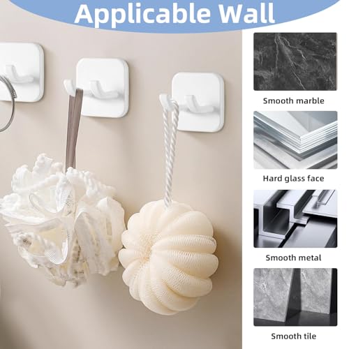 4 Pcs Razor Holder for Shower, Self Adhesive Shaver Hooks Waterproof for Wall 2025 Removable & Reusable Loofah Hanger Hooks Holder for Towels Accessories, Kitchen, Bathroom Use (White) - size: Large White-4PCS