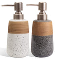 2 Pcs Ceramic Soap Dispenser Set, 15 Oz Refillable Liquid Soap Dispensers with Embossed Texture for Bathroom Countertop and Kitchen Sink, Hand Soap, Dish Soap & Lotion Bottles, Modern Home Decor - size: 2 x 15 Oz Soap Dispenser
